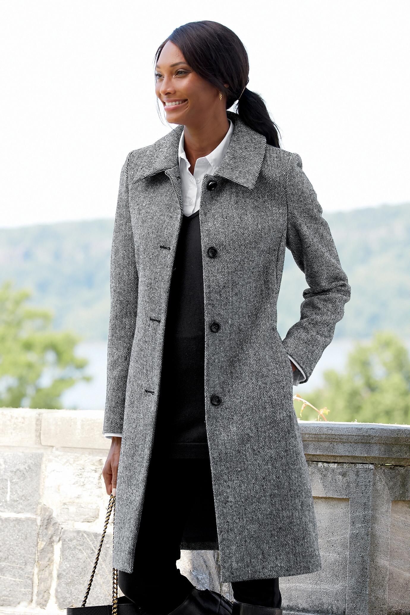 3/4 Length Wool-Blend Coat | Chadwicks of Boston