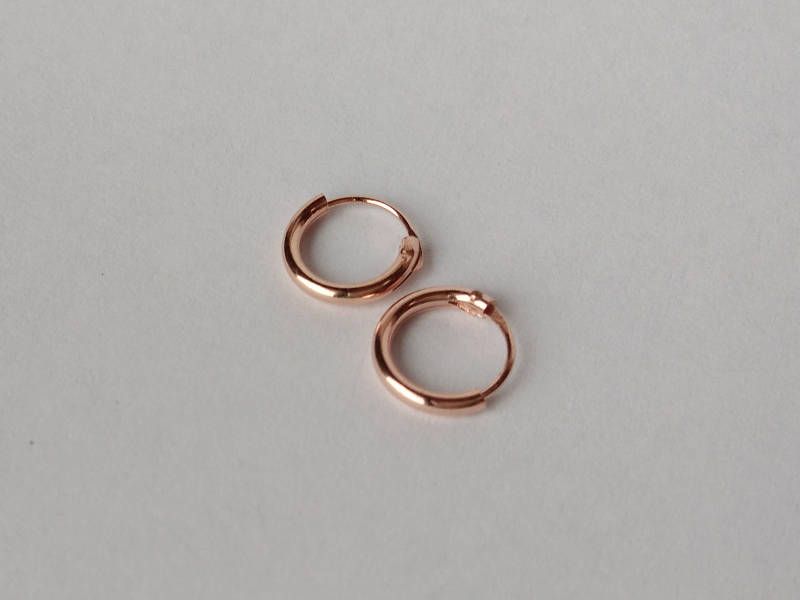8mm Rose Gold Hoop Earrings – Rose Gold Plated, Cartilage Hoop Earrings, Unisex Tiny hoop, Silver Hoop Earrings, Small Gold Hoop Earrings