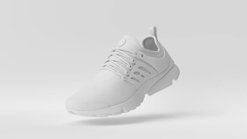Ad: Creative minimal paper idea. Concept white shoe with white background. 3d re…