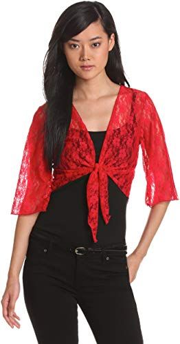 Amazing offer on Star Vixen Women’s 3/4 Sleeve Lace Tiefront Shrug Sweater online
