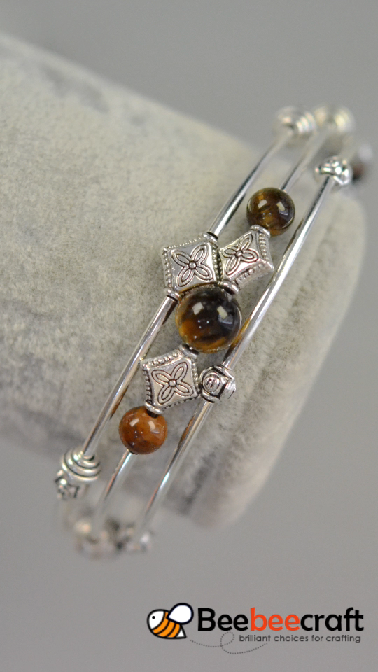 #Beebeecraft idea on making #TigerEye #bracelet with #gemstonebeads.