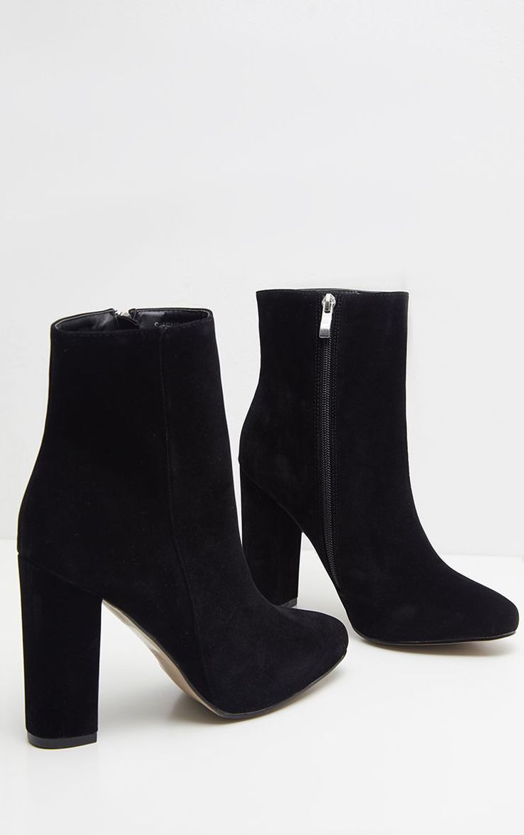 Behati Black Faux Suede Ankle Boots