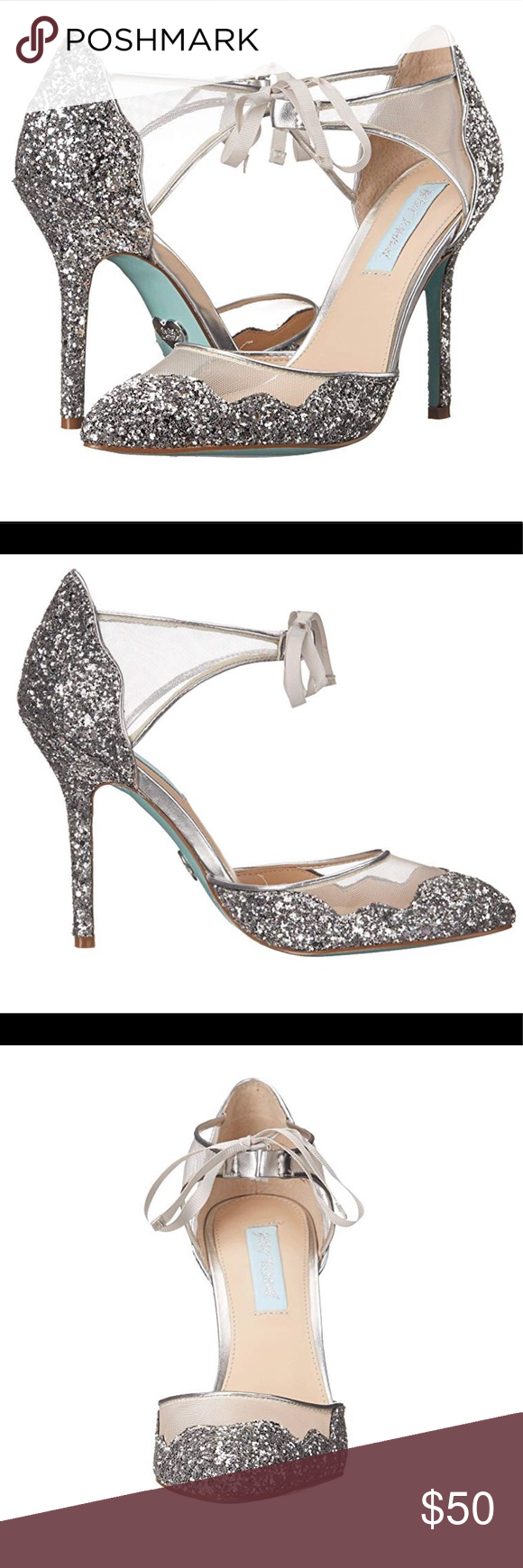 Betsey Johnson Silver Glitter Heels Silver Glitter heels by Betsey Johnson. New …
