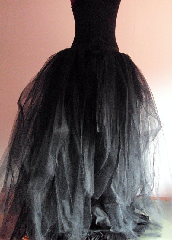 Black Tulle Skirt Halloween Goth Steampunk Witch Cosplay all sizes at checkout