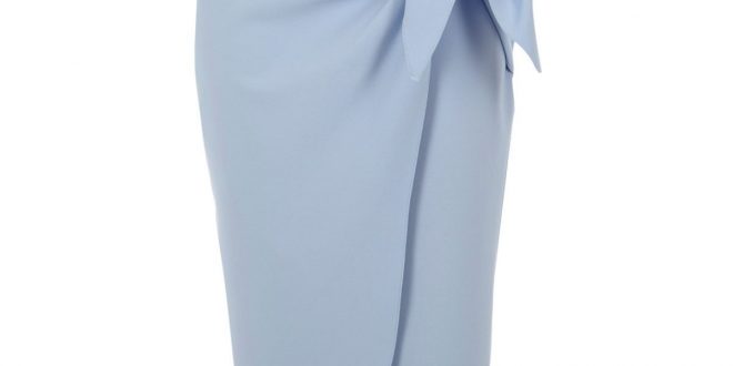 Blue twist front pencil skirt – picsstyle.com