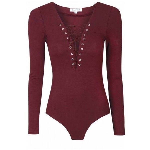 Burgundy Lace Up Body ($31) ❤ liked on Polyvore featuring tops, burgundy top, …