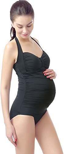 Buy Momo Maternity Bathing Suit UPF 50 One Piece Halter Women’s Maternity Swimwear Pregnancy Swimsuit online – Amazingtrendyus