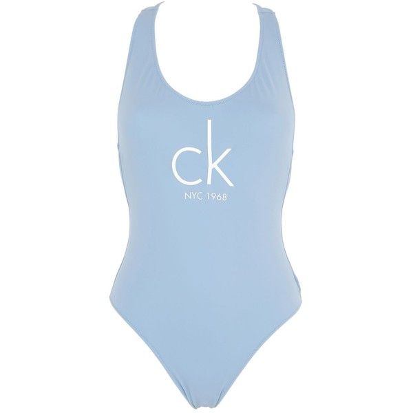 Calvin Klein Swimwear Women Ck Racerback Lycra One Piece Swimsuit ($92) ❤ like…