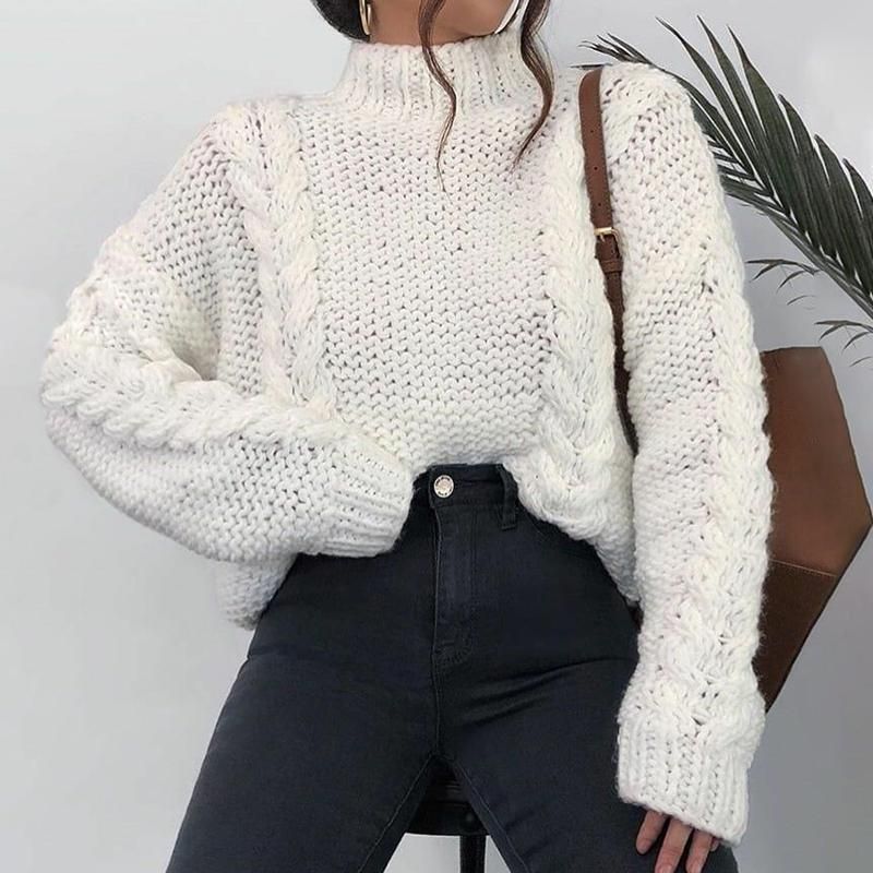 Casual Round Neck Solid Color Sweater