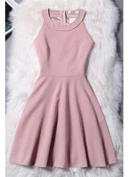 Chiffon Short A-line/Princess Evening Dresses, Pink Sleeveless Homecoming Dress