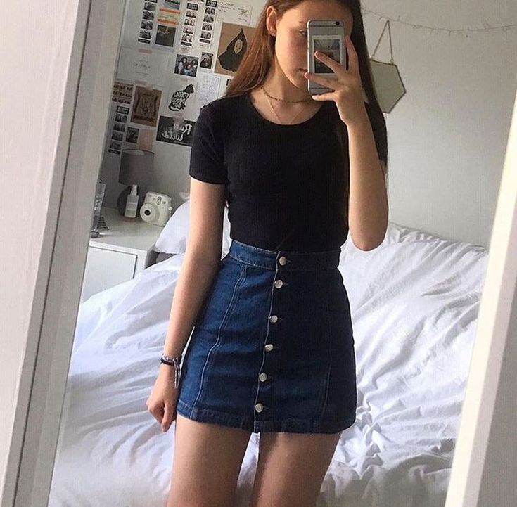 Cool 46 Elegant Denim Skirts Outfits Ideas. More at luvlyfashion.com