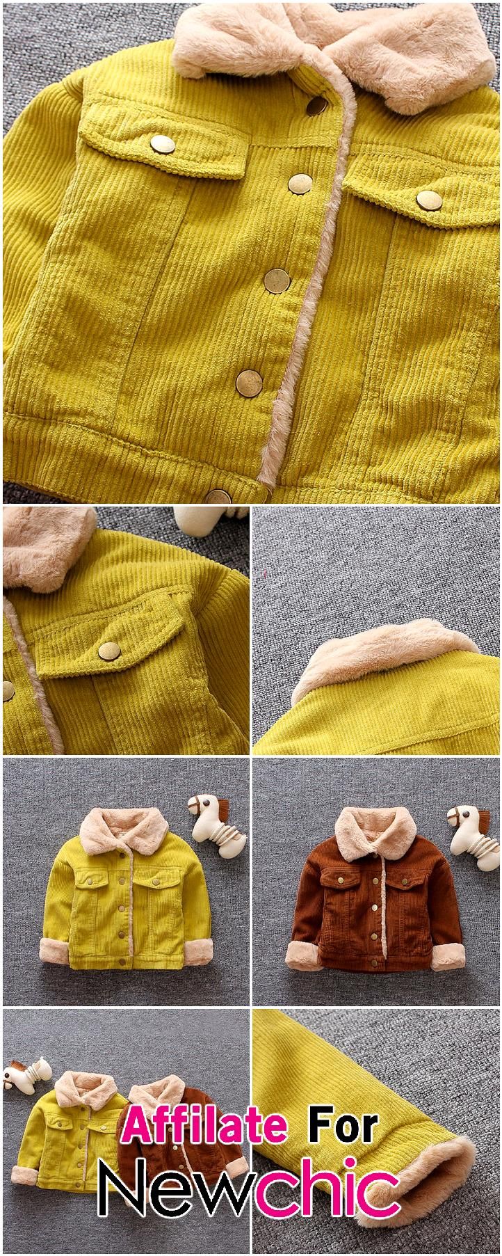Corduroy Fleece Warm Kids Baby Girls Boys Winter Coat Jacket For 6-36 Months USD 23.59