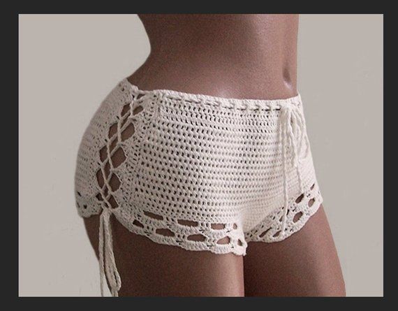 Crochet Shorts-Bikini Shorts-sexy white shorts-Crochet beach shorts-Crochet lace shorts