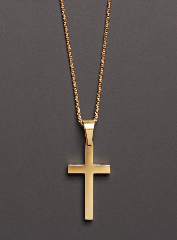 Cross Necklace for men – Men’s gold cross necklace – Men’s Jewelry – Gold cross pendant necklace for men – gold chain necklace – stainless