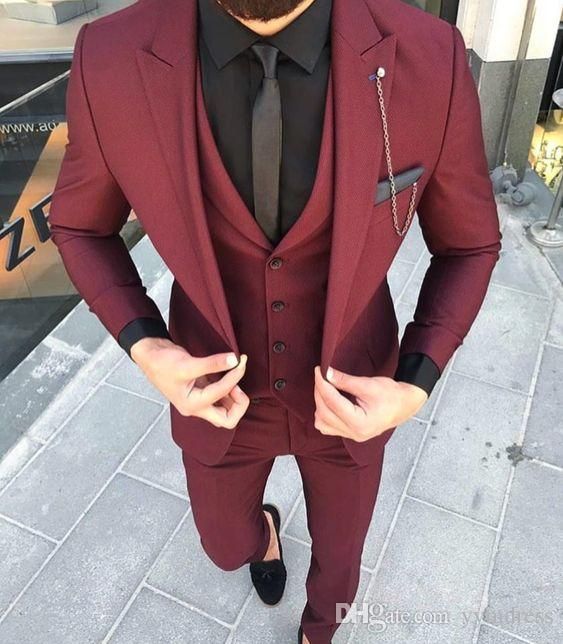 Custom Made Groom Wedding Tuxedos Groomsmen Burgundy Slim Suits Fit Best Man Suit Men’S Suits Bridegroom Groom Wear Jacket+Vest+Pants 14 Groomsmen Tux Men Dress Suits From Yymdress, $73.41| DHgate.Com