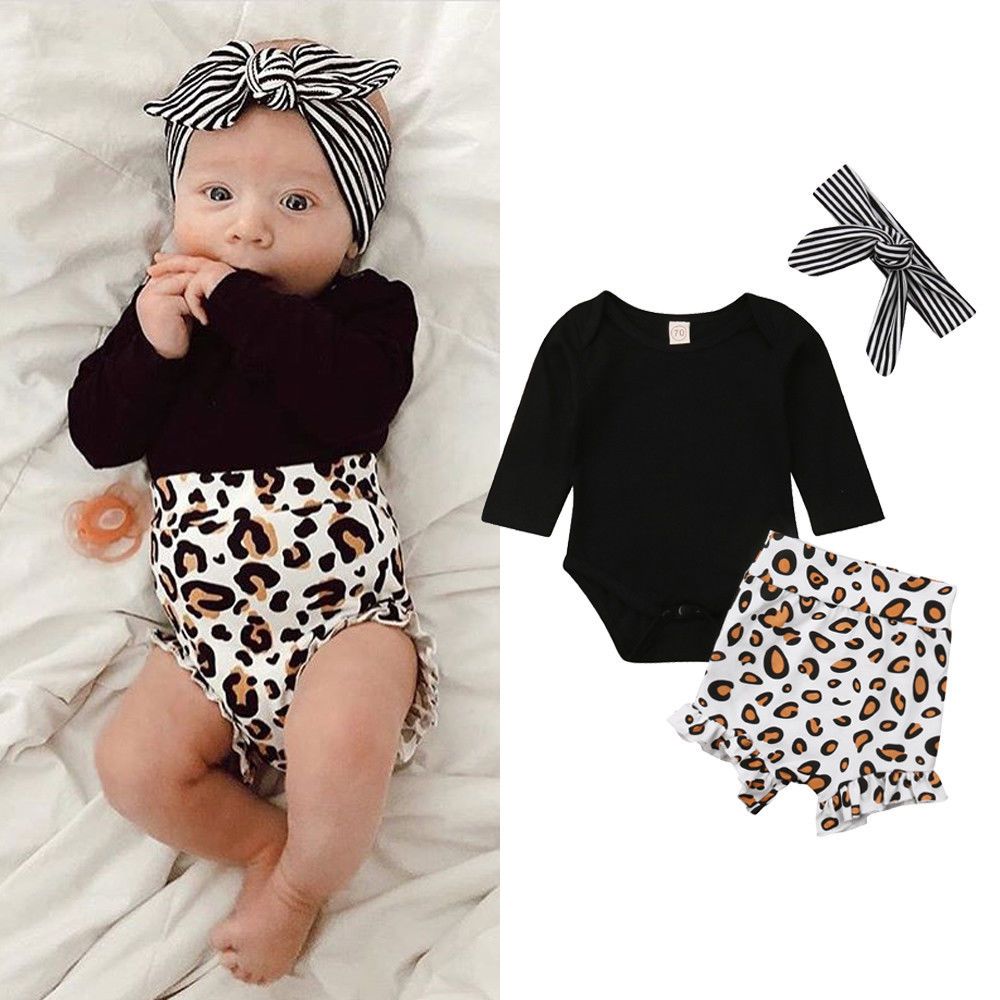 Details about US Toddler Kids Baby Girl Infant Clothes Romper Tops Leopard Print Pants Outfits