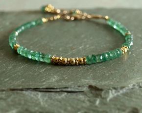Emerald Bracelet, gold beads, Zambian emeralds, gift for her, emerald gemstone bracelet, women’s bracelet, natural real emerald jewelry