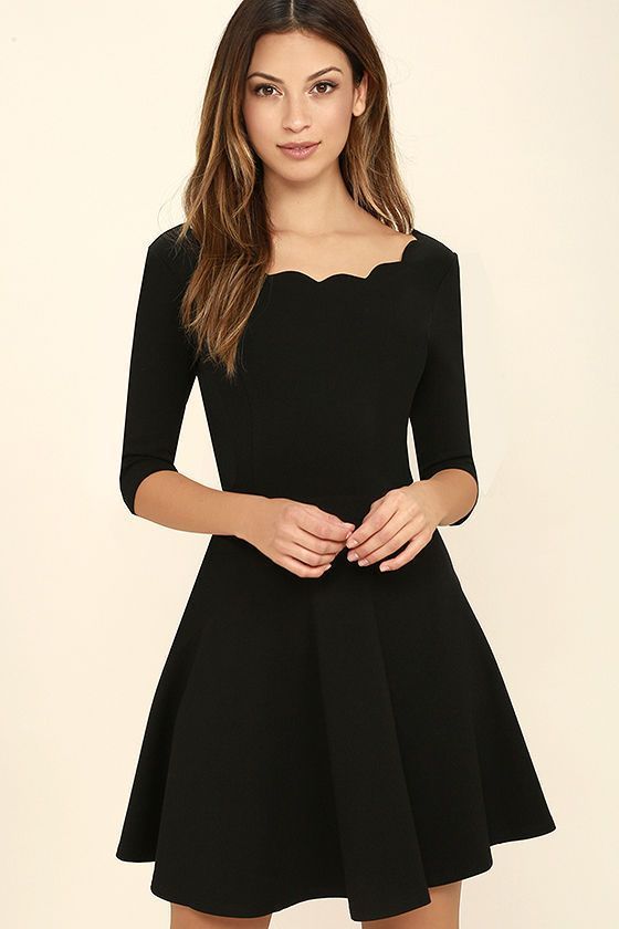 Exclusive Tip the Scallops Black Dress