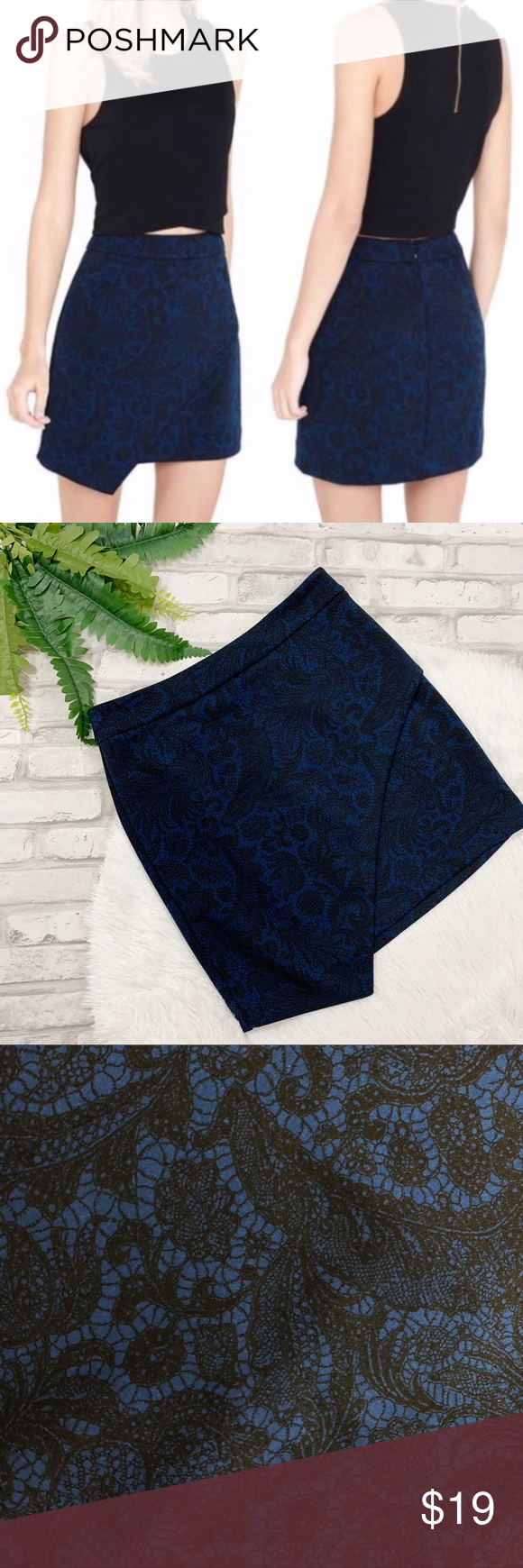 Express • Asymmetrical High Waisted Blue Skirt All offers & questions are welc…