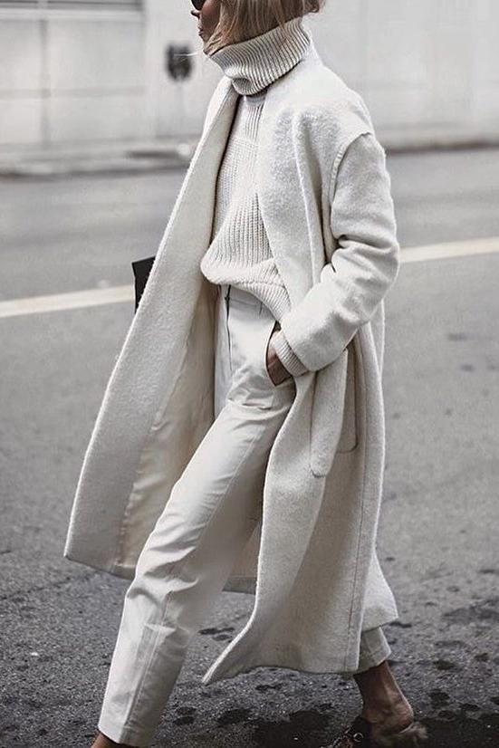 Fashion Chic Plain Loose Wool Long Coat
