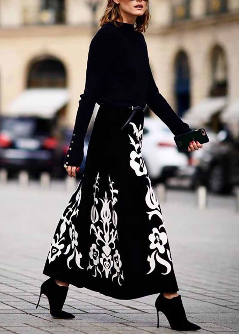 Floral Pattern Printed Long Skirts