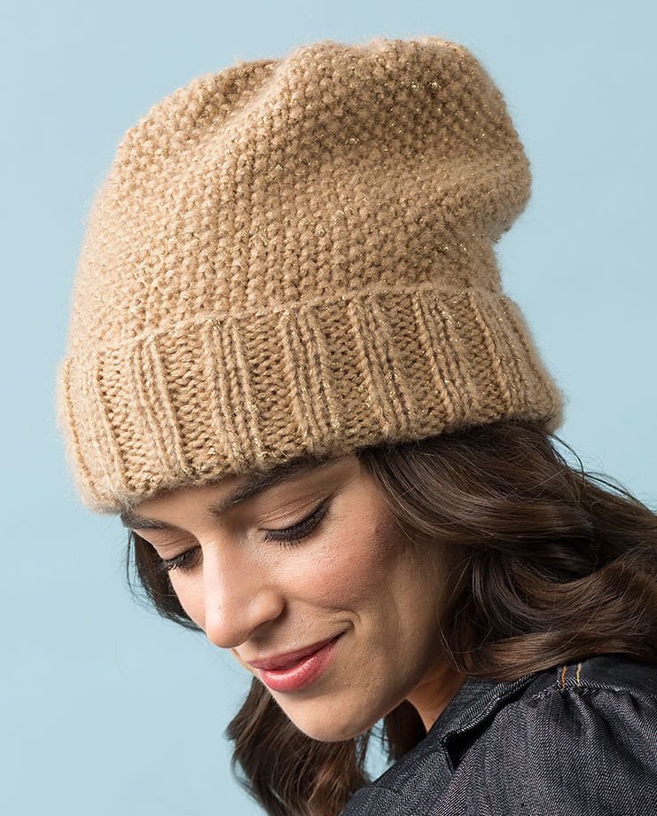 Free Knitting Pattern for One Skein Seed Stitch Slouchy Hat – This easy hat take…