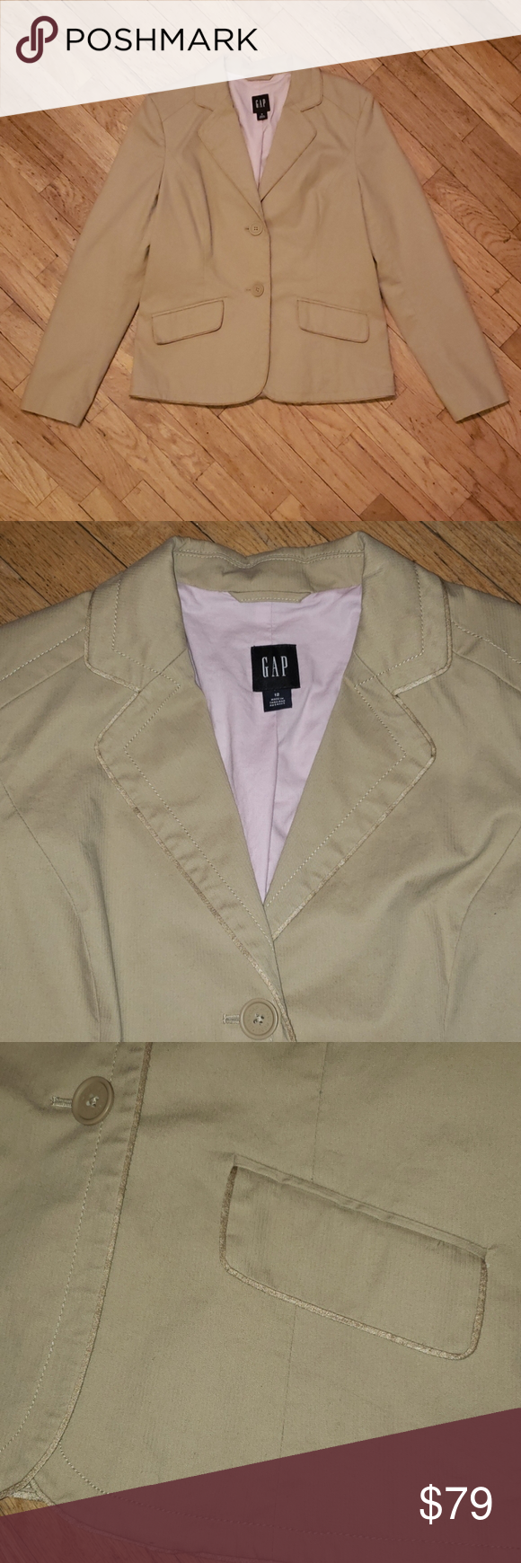 Gap 👌🏼 perfect tailored blazer Size 12, NWOT Khaki, ribbed like texture, t…