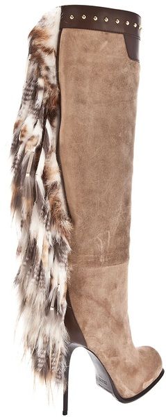 Gianmarco Lorenzi Long Boot with Fur Tassel in Brown (nude & neutrals) | Lyst | …