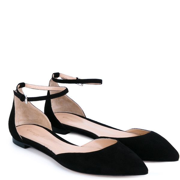 Gianvito Rossi Gia Point-Toe Flats found on Polyvore featuring shoes, flats, bla…