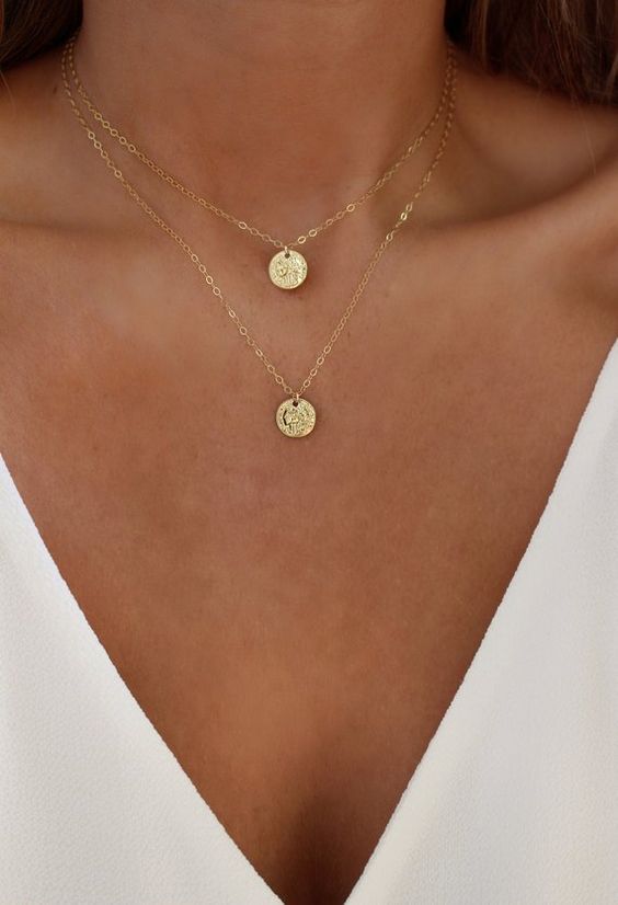 Gold Coin Necklace Set | Coin Layering Necklace | Greek Coin | Bohemian Jewelry | Medallion Necklace | Minimalist Jewelry | Charm Necklace