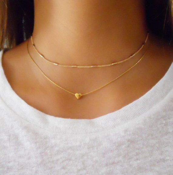 Gold Heart Necklace Set