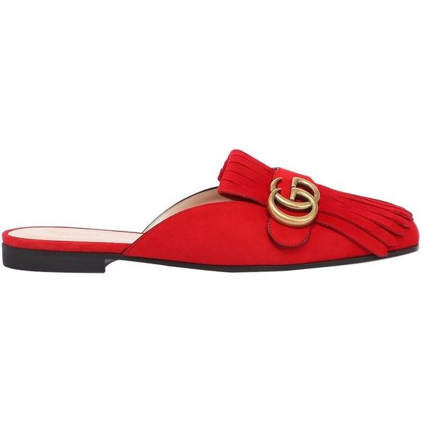 Gucci Women 10mm Marmont Suede Mules (59885 DZD) ❤ liked on Polyvore featuring…