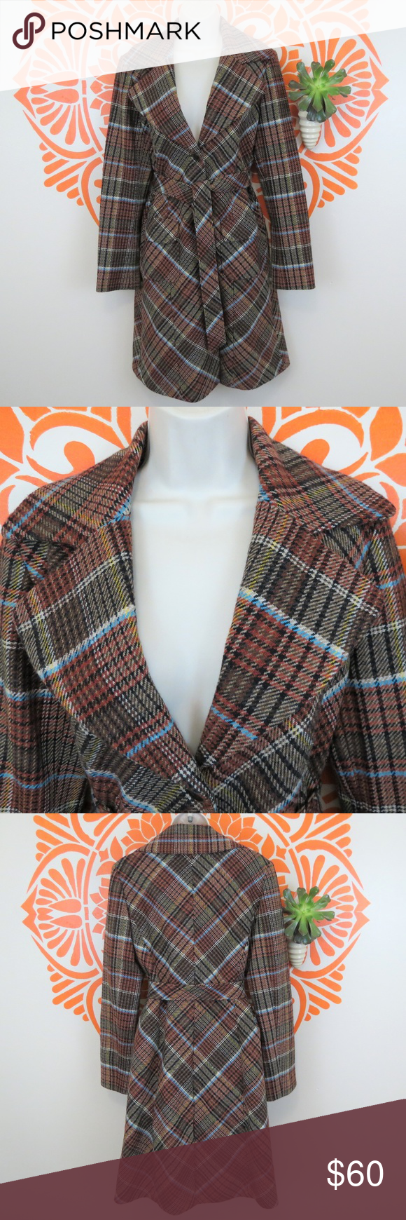 Halogen Long Belted Brown Wool Coat M Very stylish long warm wool coat. Wide col…