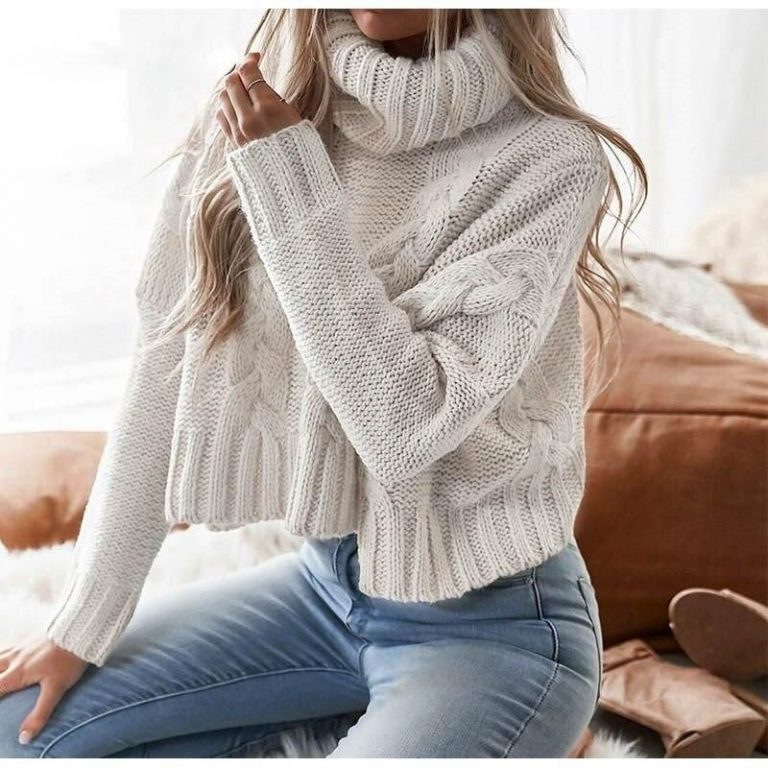 2Color Cozy tight turtleneck sweaters/warm white sweater/sweaters for ...