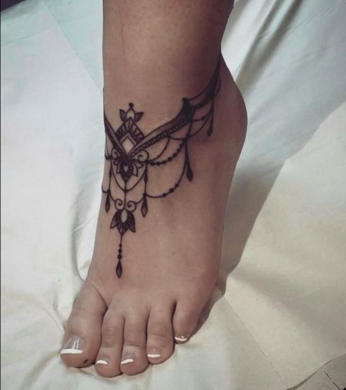 Image result for ankle chain tattoo