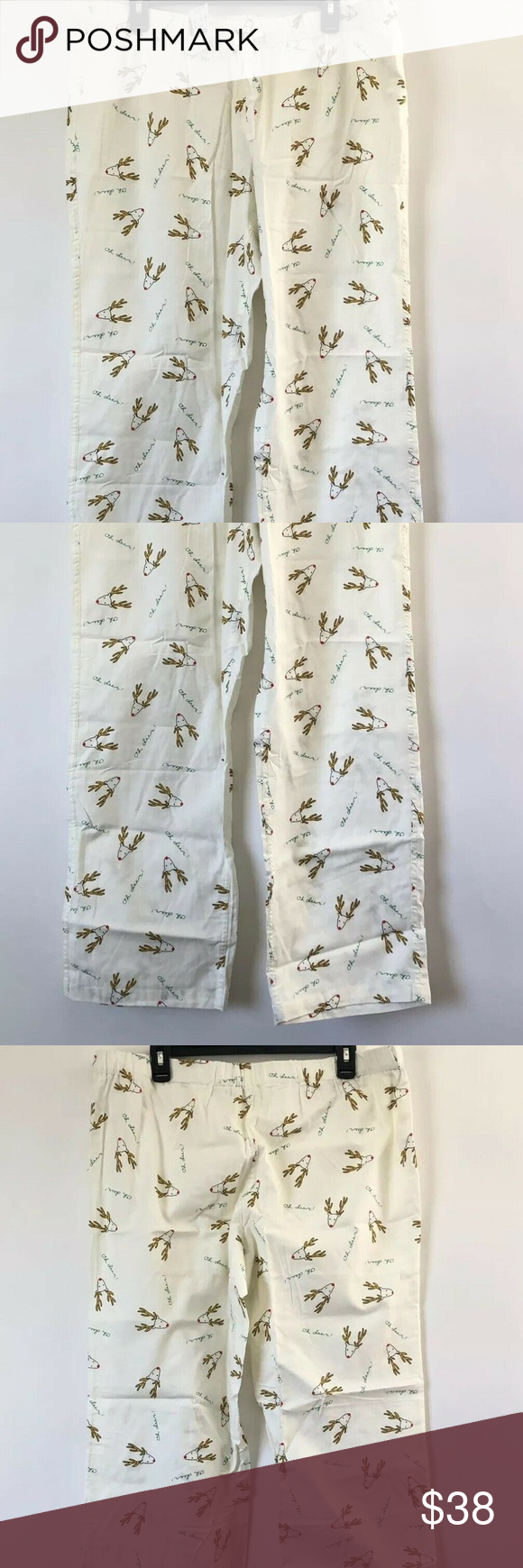 J Crew Size Large Holiday Deer Flannel Pants J. Crew NEW Womens Size Large Hoild…