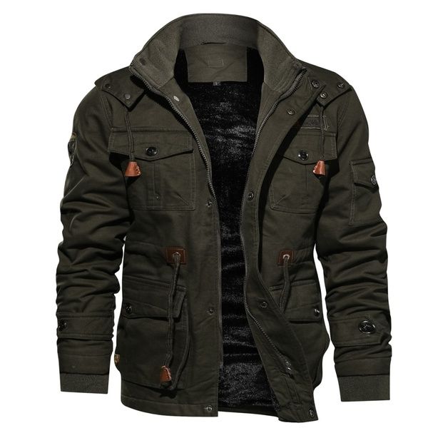 Jamickiki New Autumn and Winter Fashion Mens Miliatry Patch Warm Jacket Tactical Us Army Woolen Padded Coat. 3 Colors