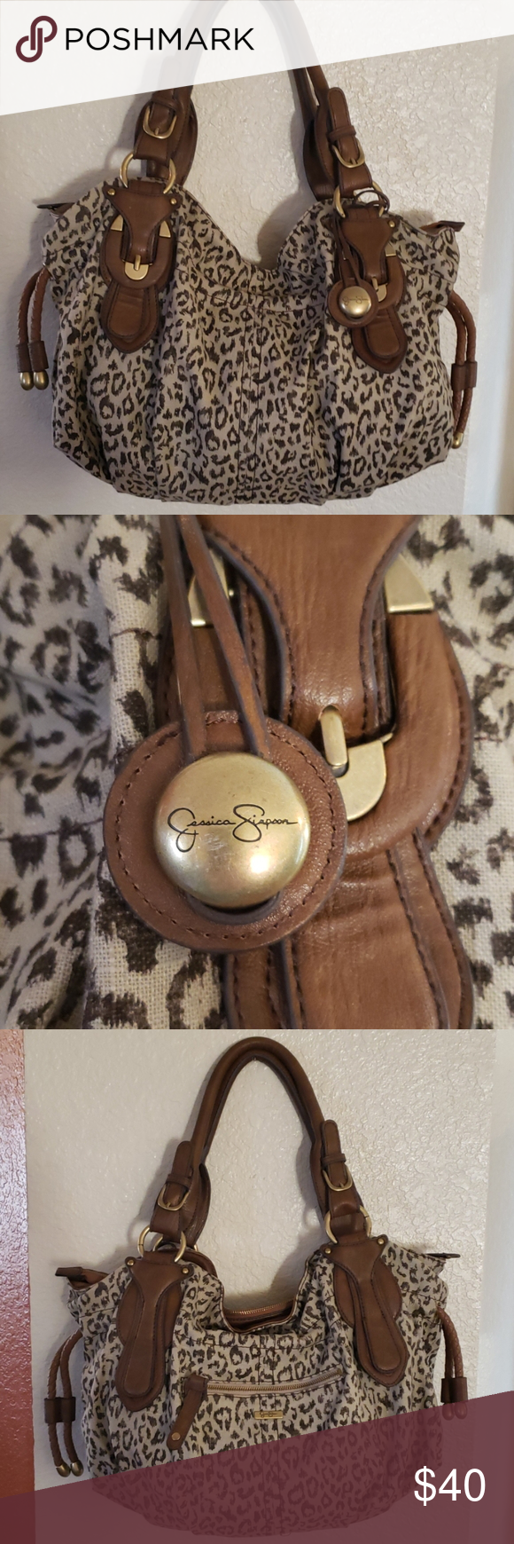 Jessica Simpson leapard print purse JS3443 Jessica Simpson authentic leapard pri…