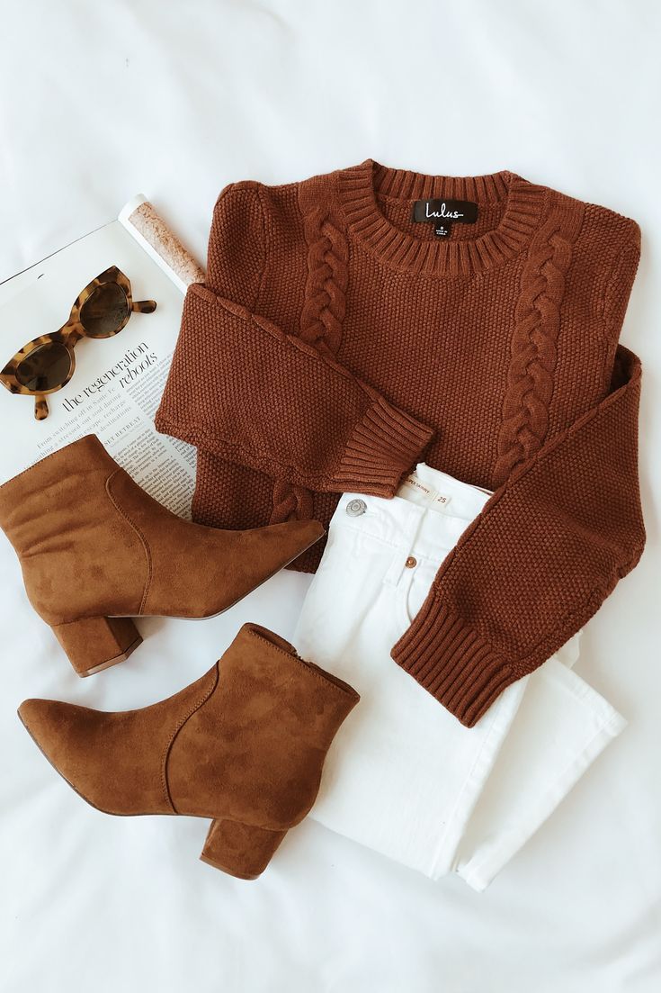Keep it Toasty Brown Cable Knit Sweater