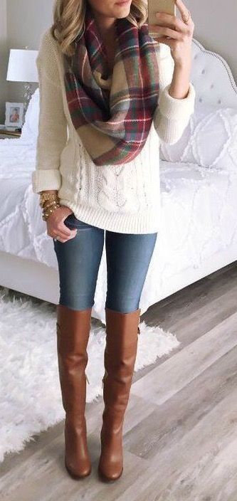 Knee High Boots Casual Outfits With Jeans
