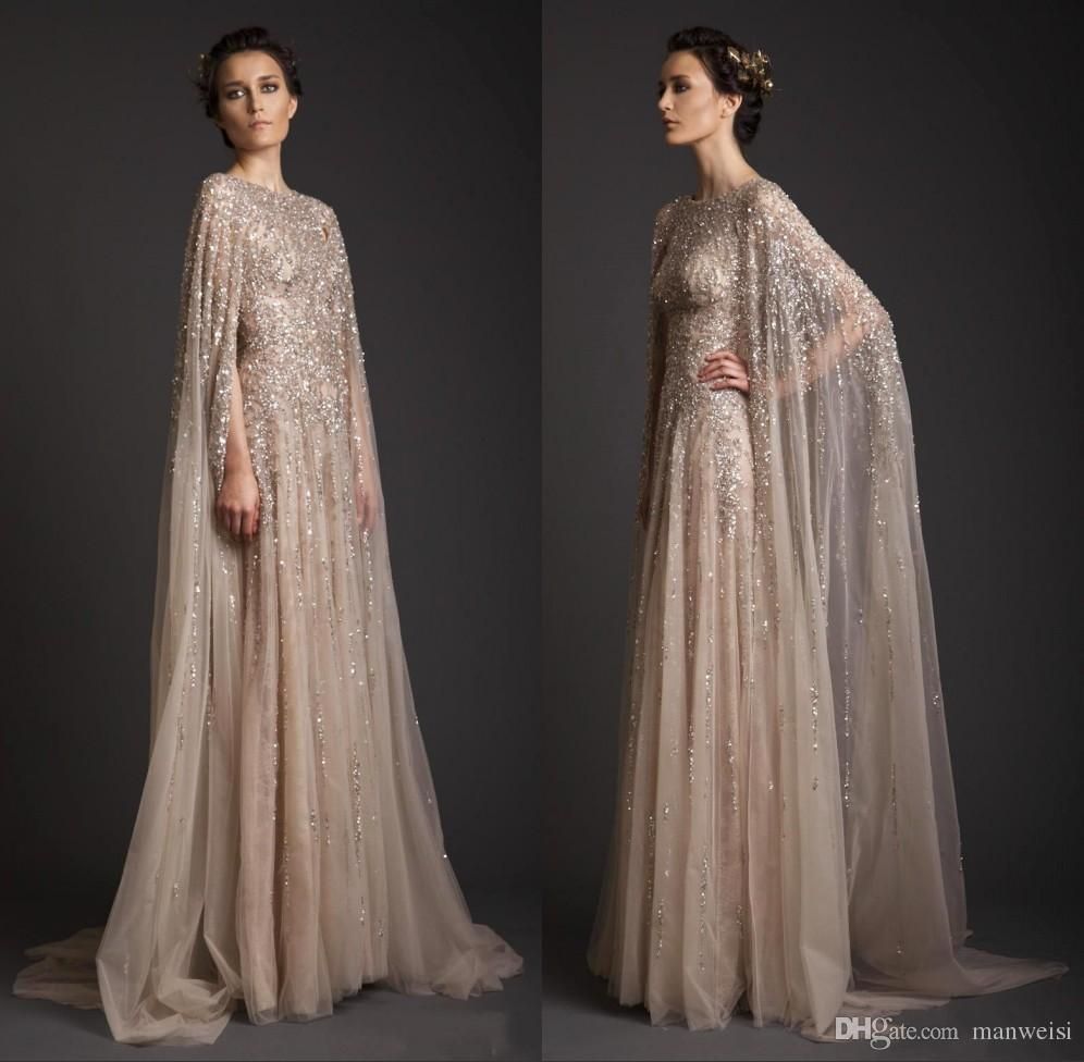Krikor Jabotian 2019 Dresses Evening Wear With Wrap Champagne Beads Sequined A Line Prom Gowns Custom Made Formal Party Dress Fishtail Evening Dress Formal Evening Wear From Manweisi, $141.98| DHgate.Com