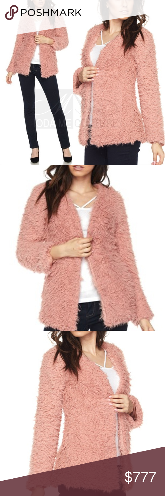 LANA Pink Faux Fur Jacket Grab this fabulously timeless blush faux fur coat for …