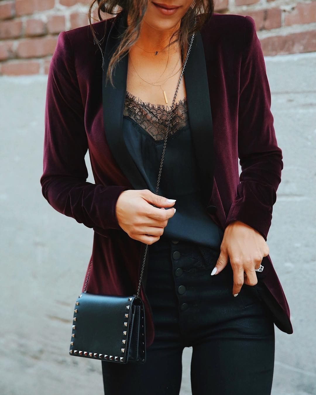 Layer your lacey cami with a luxe velvet blazer for #LTKholidaystyle with a twis…