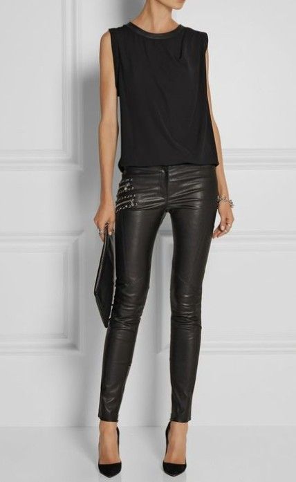 Leather pants and black top