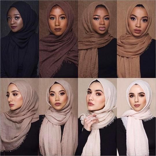 M MISM Ethnic Oversize Muslim Crinkle Hijab Head Scarf Women Solid Bubbleintothea