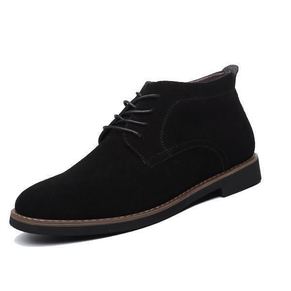 Men Solid Casual Leather Ankle Boots Black / 9.5