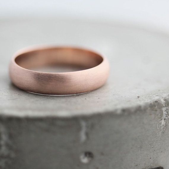 Men’s Rose Gold Wedding Band, 5mm Brushed Half Round 14k Recycled Rose Man Gold Wedding Ring Gold Ring – Made in Your Size