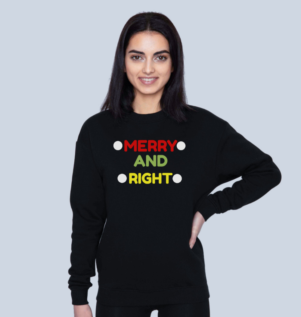 Merry and Right Womens Christmas Jumper | manwhohasitall Clothing