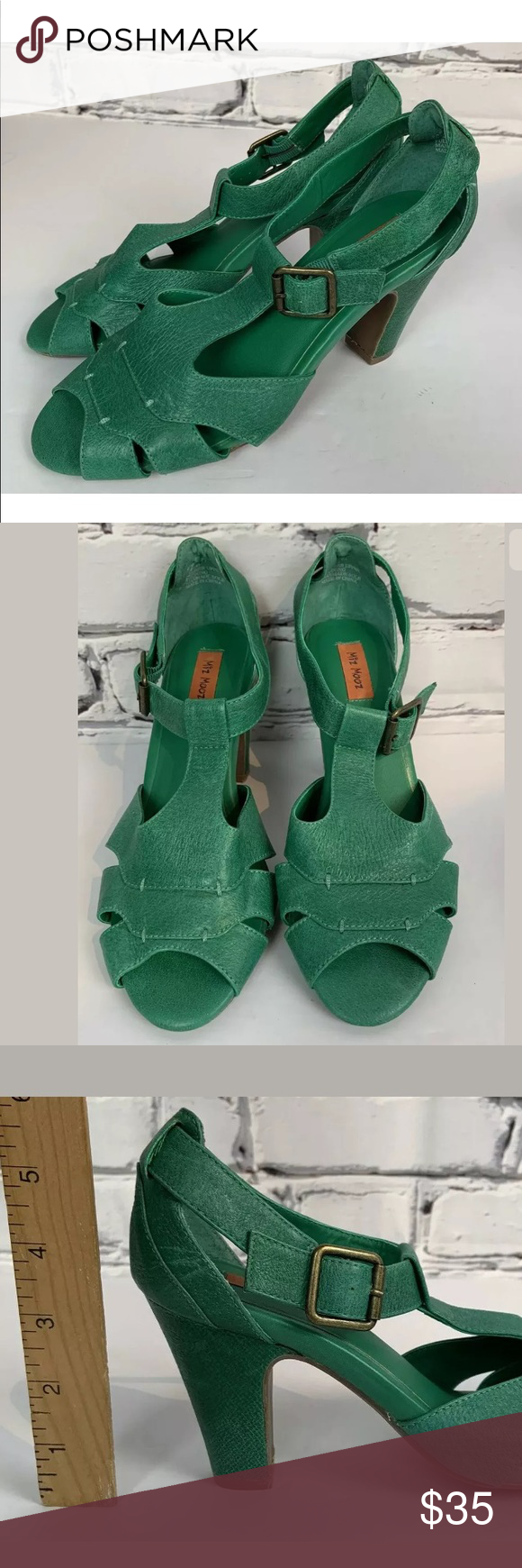 Miz Mooz Womens Green Strappy Heels Size 6.5M Miz Mooz Womens Green Strappy Heel…