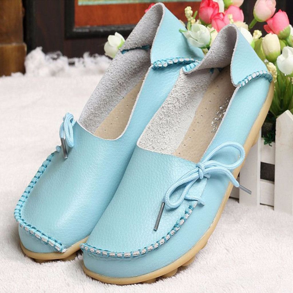 Multipurpose Soft Leather Lace Women Loafers Shoes